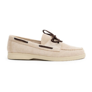 Bež mokasinke z rjavimi detajli