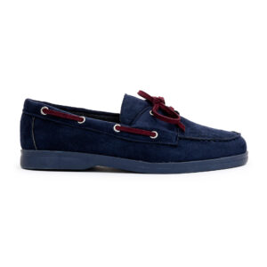 Modre mokasinke z bordo detajli